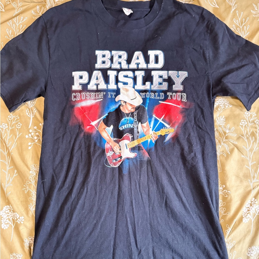 Anvil Black Graphic Tee with Red and Blue Accents